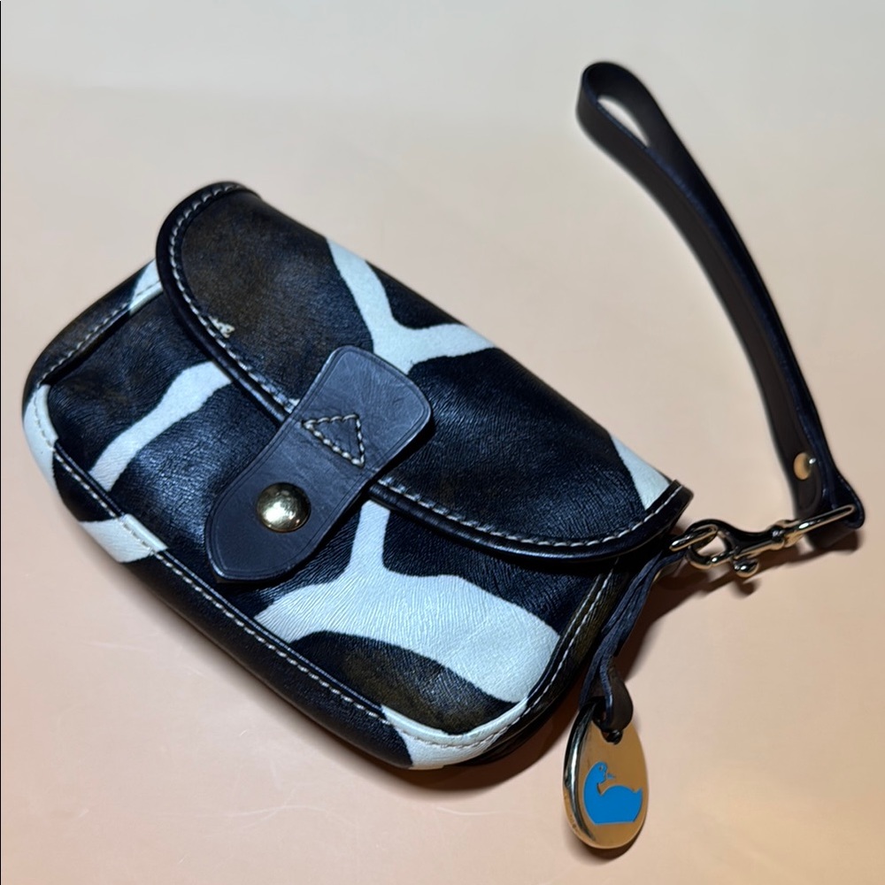 Dooney & Bourke Dark Brown and White Wristlet with Giraffe Animal Print